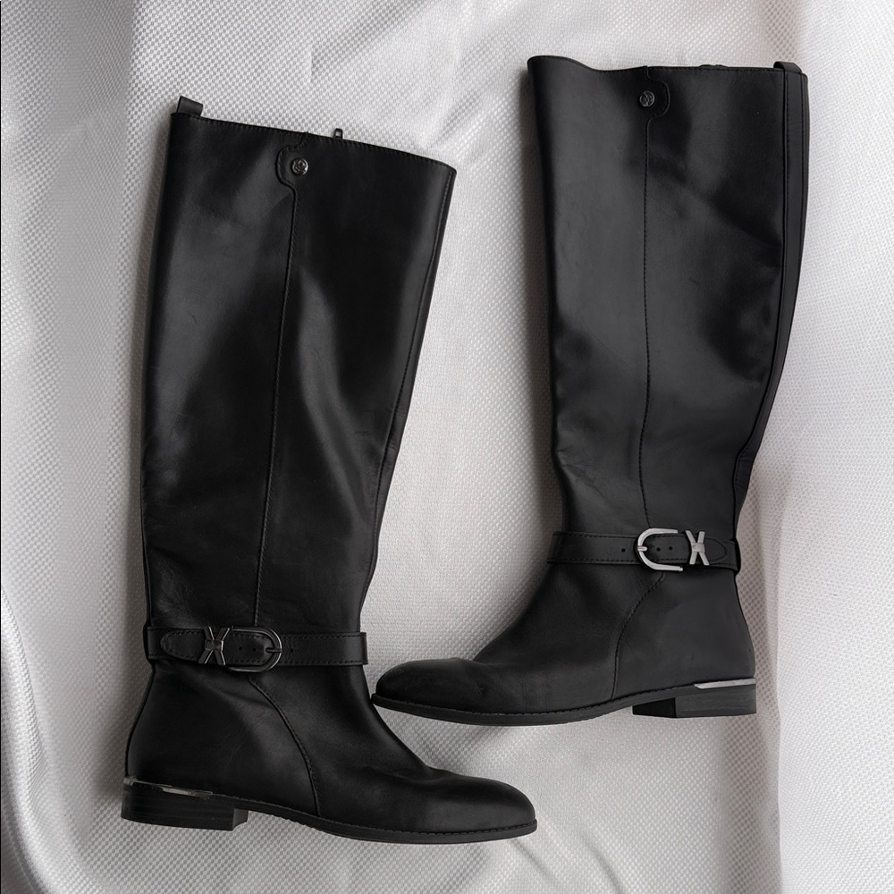 Alex Marie Black Leather Knee-High Women's Boots - Size 7.5